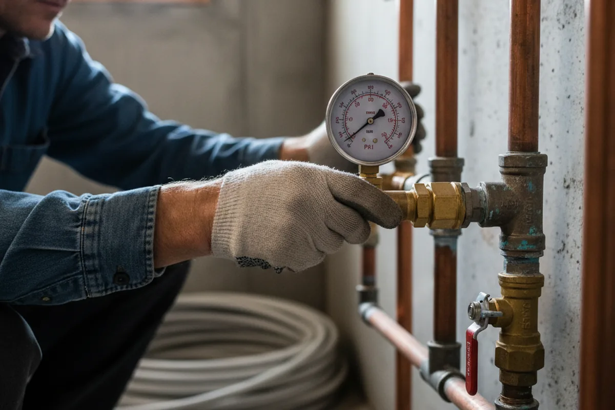 Pressure testing a repaired line during Water Line Repair in Coachella